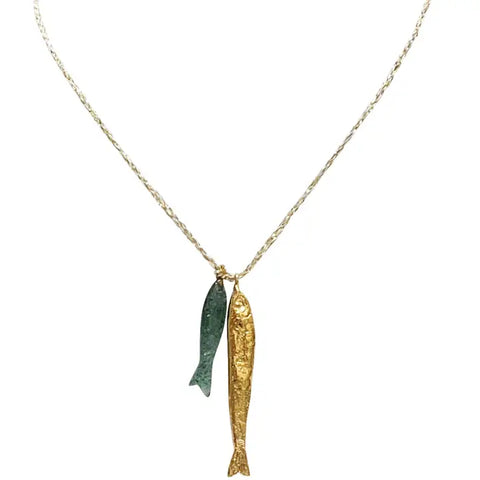 Fish Duo Necklace Aventurine