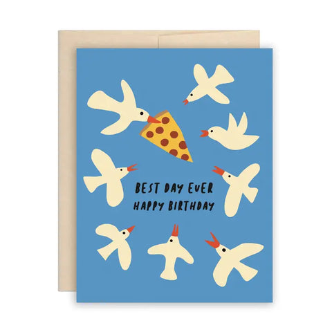 Pizza Seagulls Birthday Card