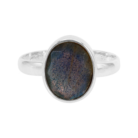 Faceted Oval Labradorite Ring