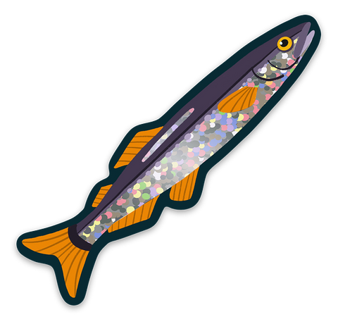 Purple Glitter Capelin Sticker