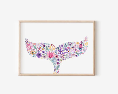 Wildflower Whale Tail Print