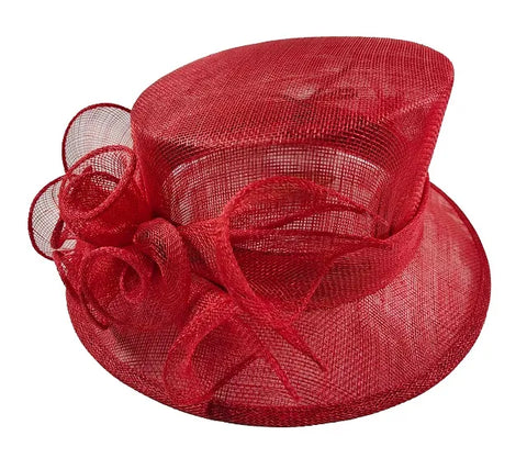 Red Dress Hat With Loops & Bow