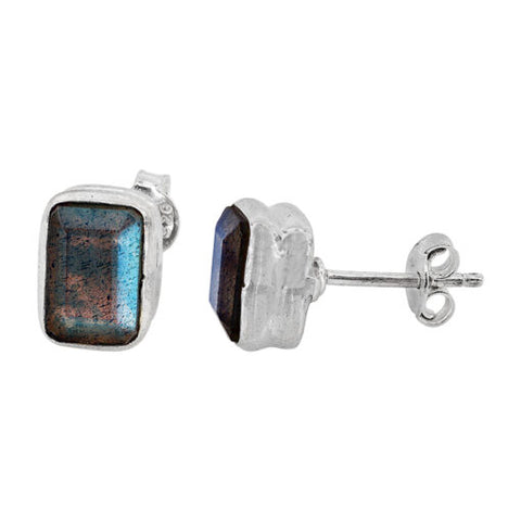 Rectangle Labradorite Stud Earrings