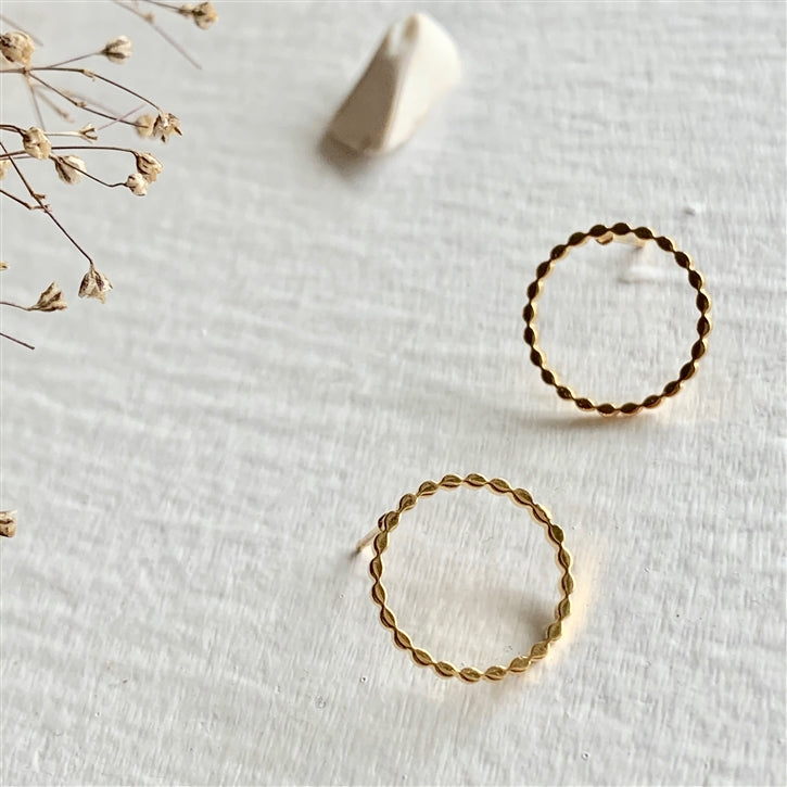 Mod Stud Hoops In Gold