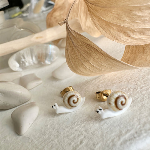 Porcelain Snail Earrings