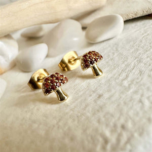 Red & Gold Mushrooms Studs