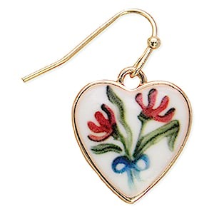Red Floral Heart Earrings
