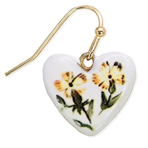 Yellow Floral Heart Earrings