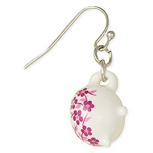Pink Flower Teapot Earrings