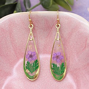 Dried Flower Teardrop Earrings