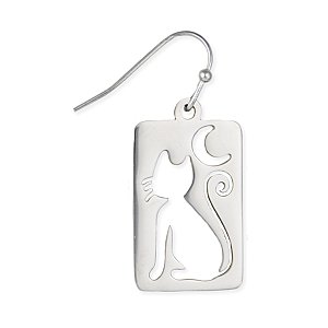 Cutout Cat Moon Earrings