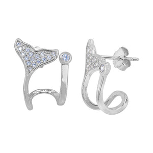 Sparkley Whale Tail stud Earrings