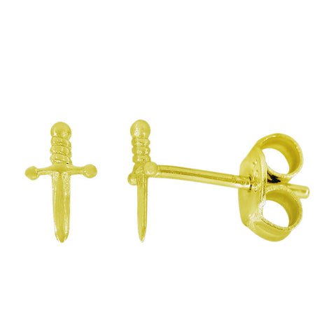 Tiny Dagger Gold Plated Studs