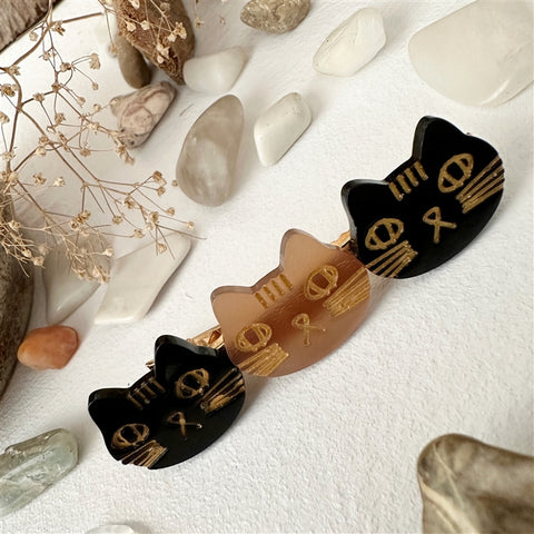 Tortoiseshell & Black Cats Hair Clip