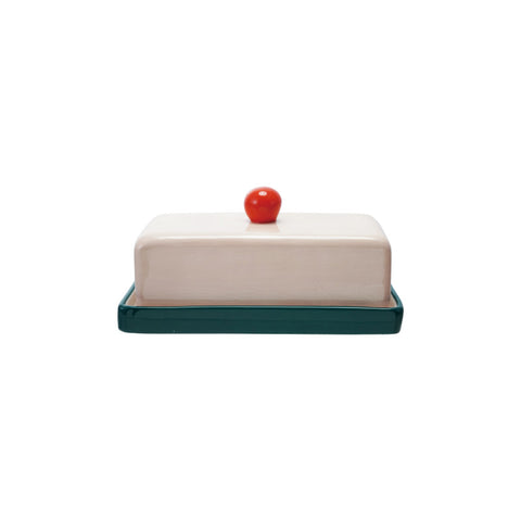 Pink, Green & Orange Butter Dish