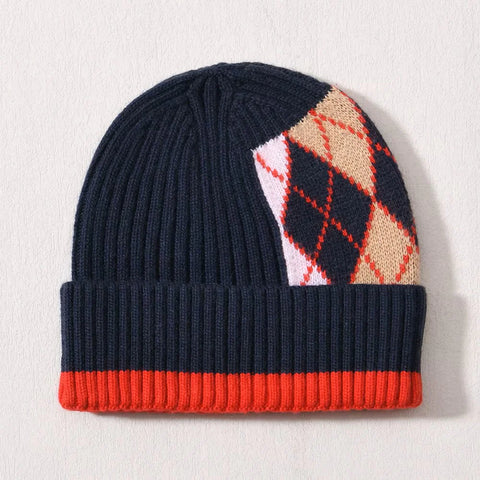 Navy Argyle Beanie