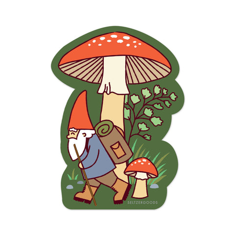 Hiking Gnome Sticker