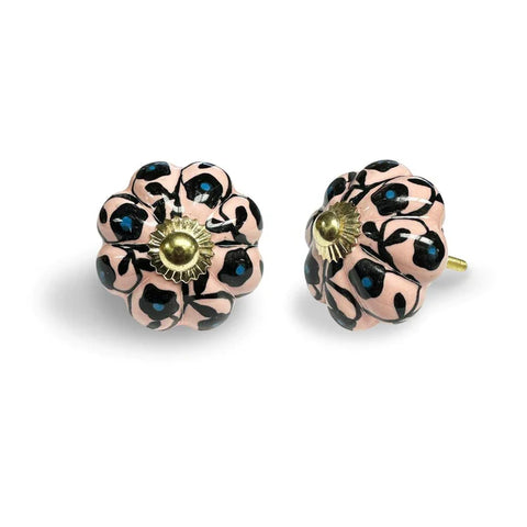 Peach,Black & Blue Scalloped Knob