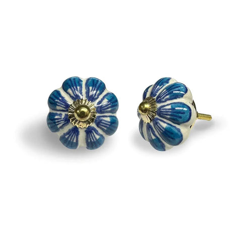 Blue & White Scalloped Knob