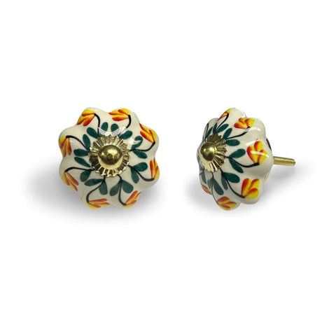 Orange & Yellow Floral Knob