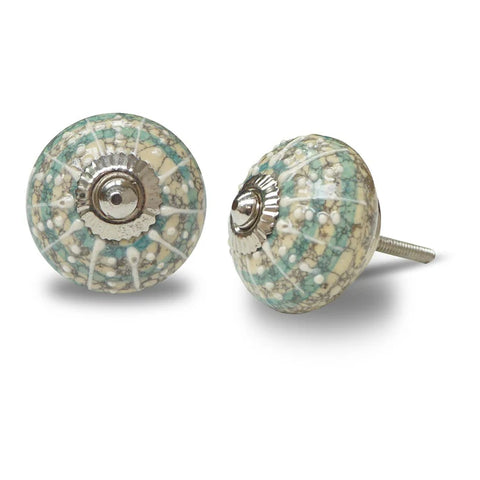 White & Turquoise Circular Knob