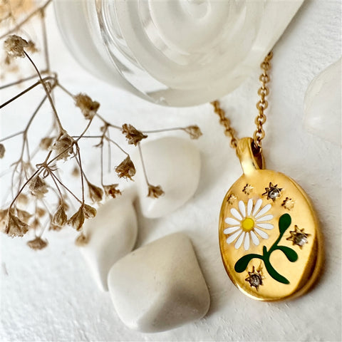 Gold Daisy Charm Necklace