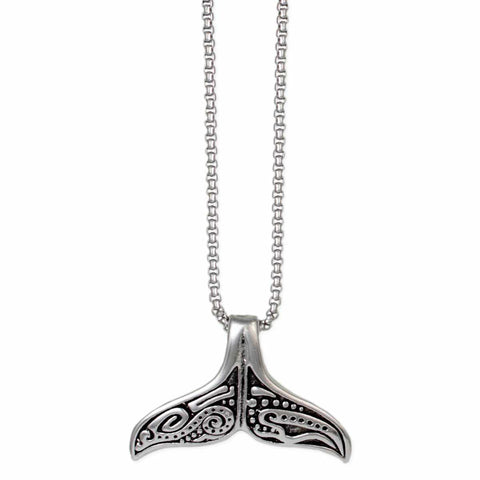 Etched Whale Tail Necklace