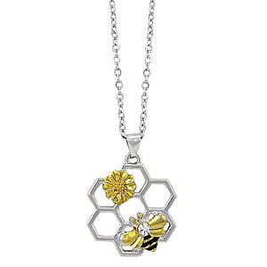 Silver Honeycomb & Bee Necklace
