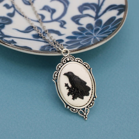 Raven Cameo Necklace