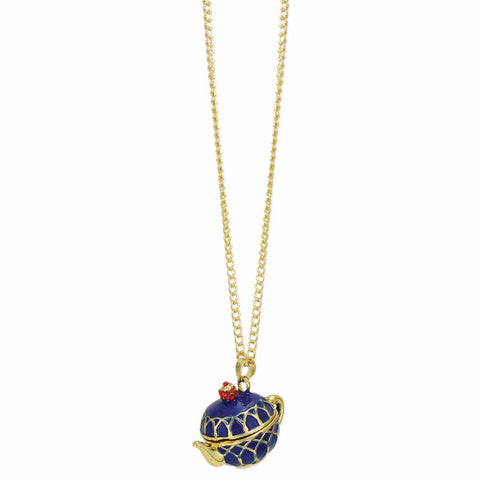 Blue Teapot Locket Necklace