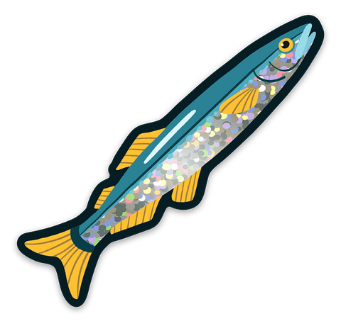 Blue Glitter Capelin Sticker
