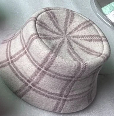 Ivory Plaid Wool Bucket Hat