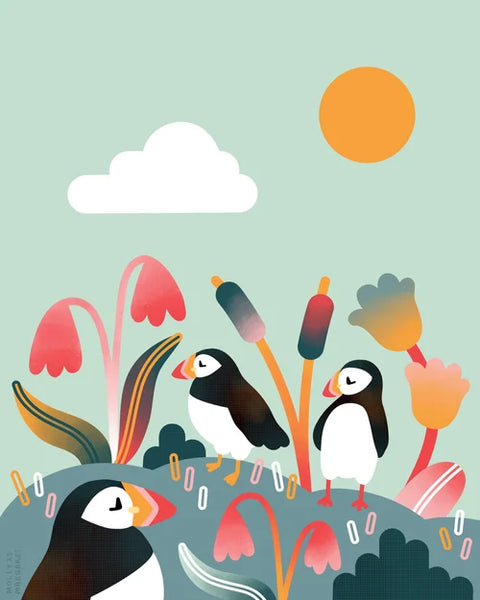 Puffin Party Postcard