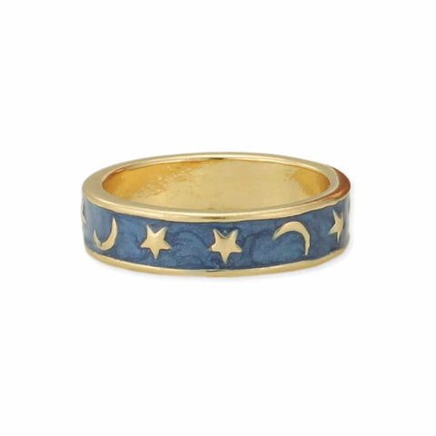 Blue Gold Celestial Band Ring