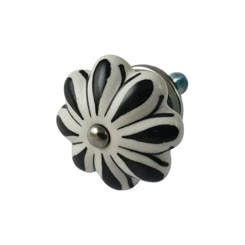 Black & White Floral Knob