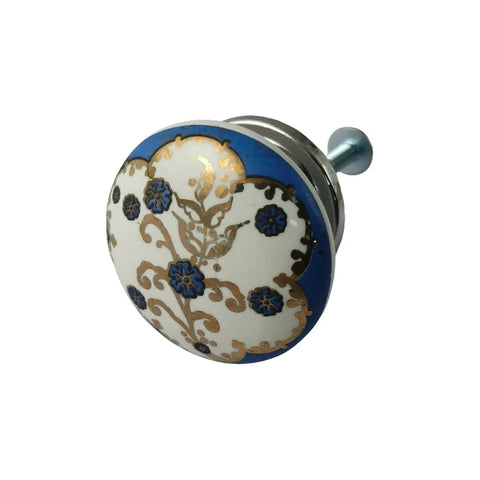 Blue Floral Knob