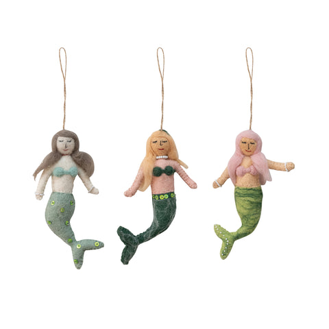 Felted Mermaid Ornaments