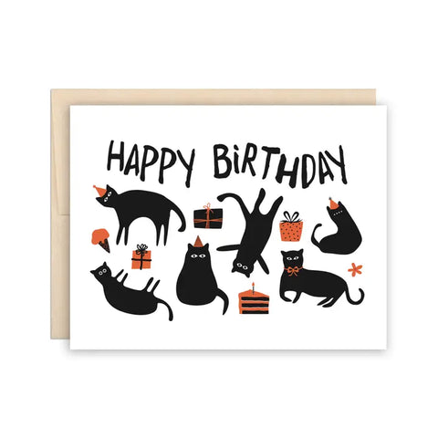 Black Cat Party Birthday Card