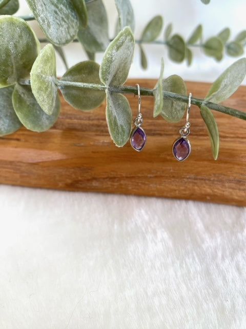 Almond Shaped Amethyst Earrings