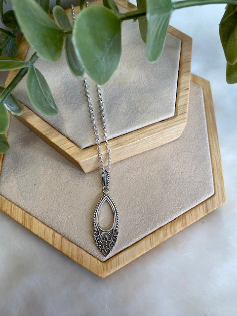 Almond Shaped Filigree Necklace