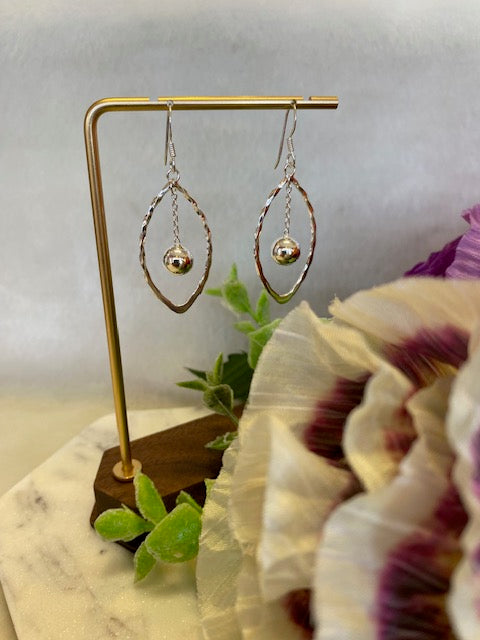 Almond & Bead Dangle Earrings