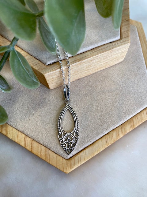 Almond Shaped Filigree Necklace