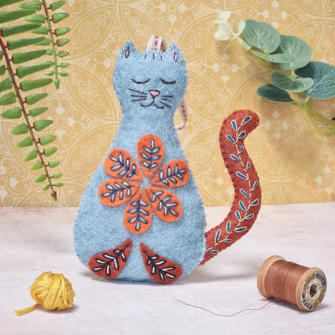 Folk Embroidered Cat Kit