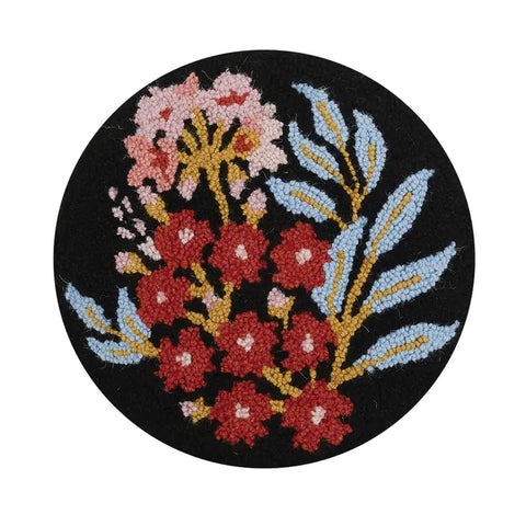 Midnight Floral Hooked Pillow
