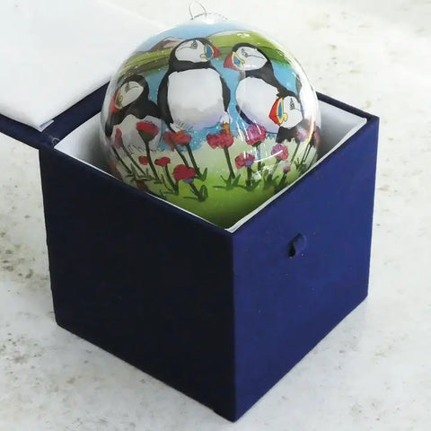 Sea Thrift Puffins Bauble