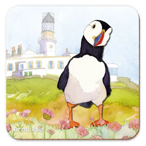 Puffins & A Lighthouse Coaster