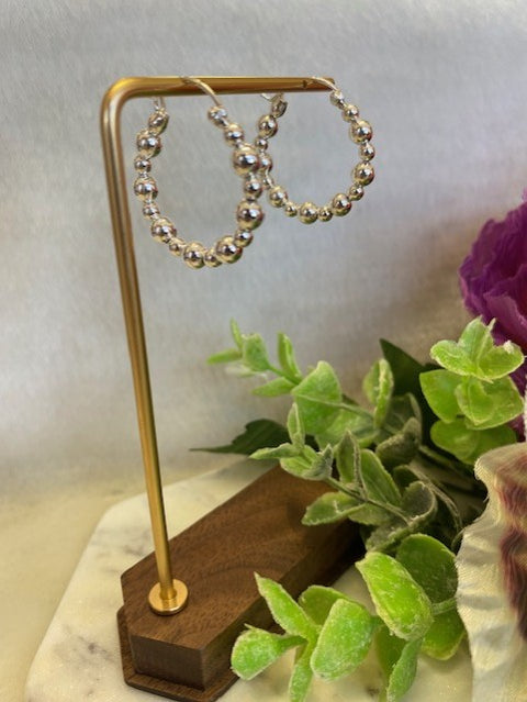 Silver Bead Hoops