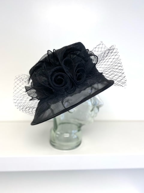 Black Dress Hat With Flower