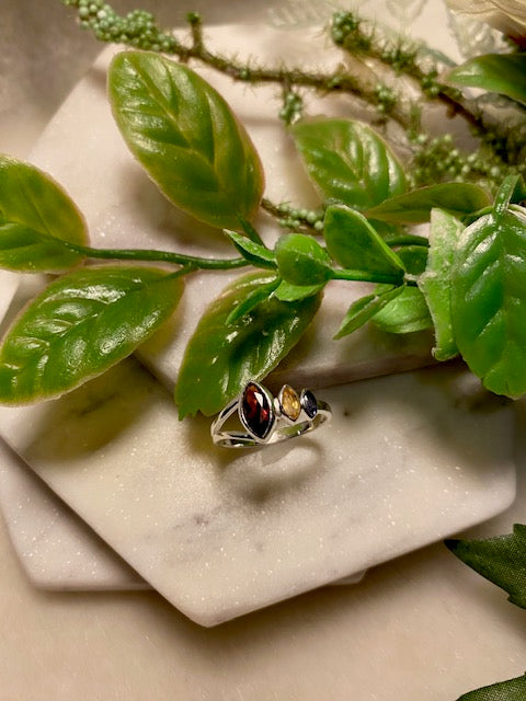 Garnet, Citrine & Amethyst Ring