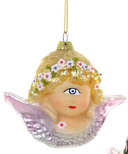 One Eyed Blonde Cherub Ornament
